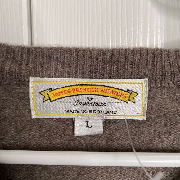 James Pringle Weavers Mens Lambswool Sweater L Argyle Print V Neck Classic Work - Picture 5 of 5